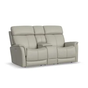 View Power Reclining Loveseat with Console, Power Headrests & Lumbar