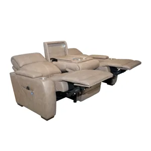 Power Reclining Sofa with Console, Power Headrest, Lumbar, Heat, Massage & Pulse