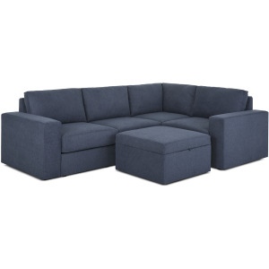 Flex 4-Seat Sectional with Wide Arm and Storage Ottoman