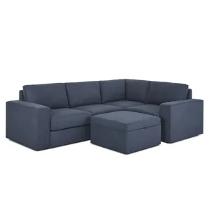 Flex 4-Seat Sectional with Wide Arm and Storage Ottoman