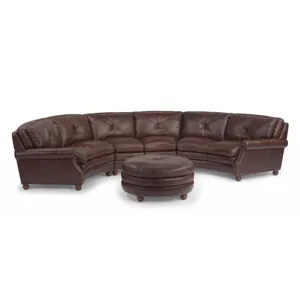 Leather Round Cocktail Ottoman