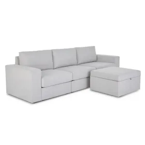 Sofa with Wide Arm and Storage Ottoman