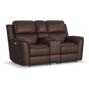 Harrison Leather Power Reclining Console Loveseat