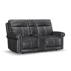 Alexander Power Reclining Loveseat with Console, Power Headrest & Lumbar