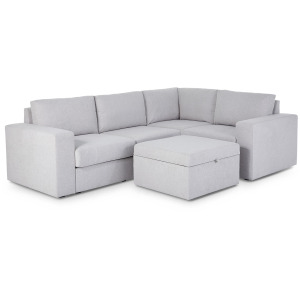 Flex 4-Seat Sectional with Wide Arm and Storage Ottoman