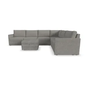 6-Seat Sectional with Narrow Arm and Storage Ottoman
