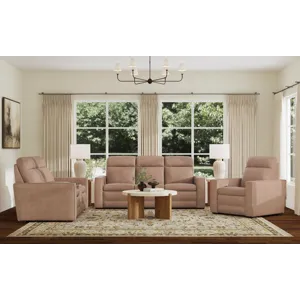 Power Reclining Sofa with Console, Power Headrest, & Lumbar