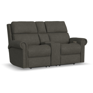 Bernard Power Reclining Loveseat with Console, Power Headrests & Lumbar