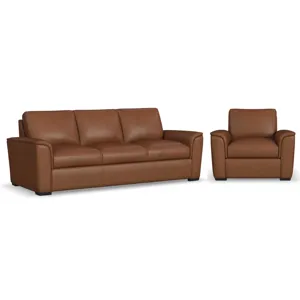 Henry Caramel Leather Sofa & Chair