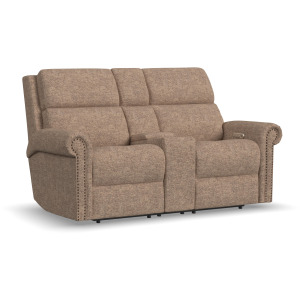 Bernard Power Reclining Loveseat with Console, Power Headrest, & Lumbar