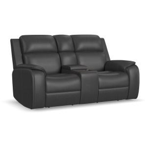 Ziggy Power Reclining Loveseat with Console, Power Headrest, Lumbar, Heat & Massage
