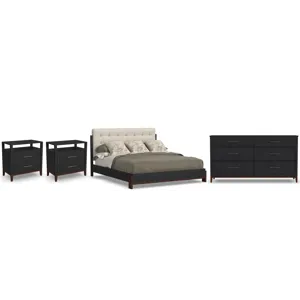 Waterfall 4 PC Upholstered Bedroom Set