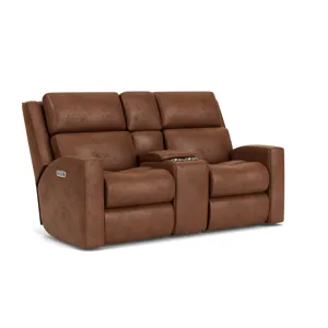 Power Reclining Loveseat with Console & Power Headrests & Lumbar