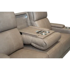 Power Reclining Sofa with Console, Power Headrest, Lumbar, Heat, Massage & Pulse