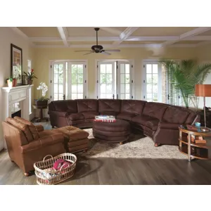 Leather Round Cocktail Ottoman