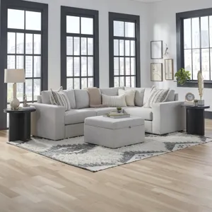 4-Seat Sectional with Wide Arm and Storage Ottoman