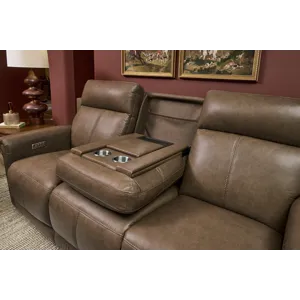 Power Reclining Sofa with Console, Power Headrest & Lumbar