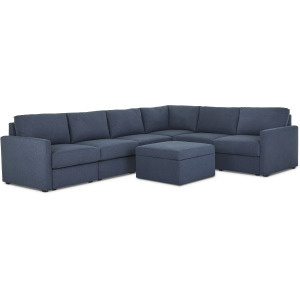 Flex 6-Seat Sectional with Narrow Arm and Storage Ottoman