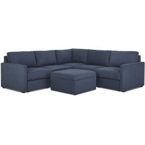 Flex 5-Seat Sectional with Narrow Arm and Storage Ottoman