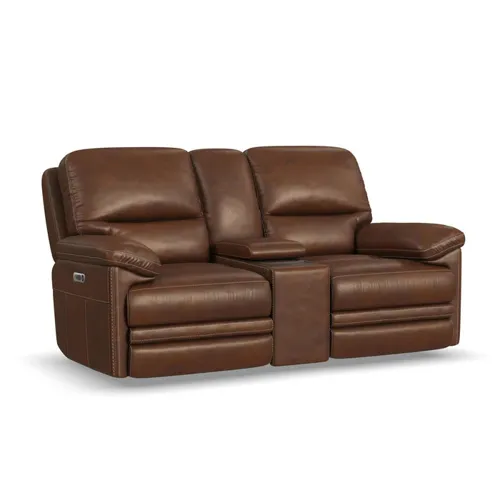 David Power Reclining Loveseat with Console, Power Headrests & Lumbar