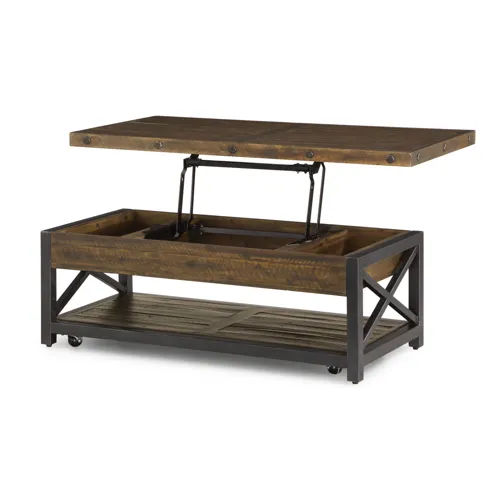 Carpenter Rectangular Lift-Top Coffee Table with Casters