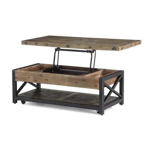 Carpenter Rectangular Lift-Top Coffee Table with Casters