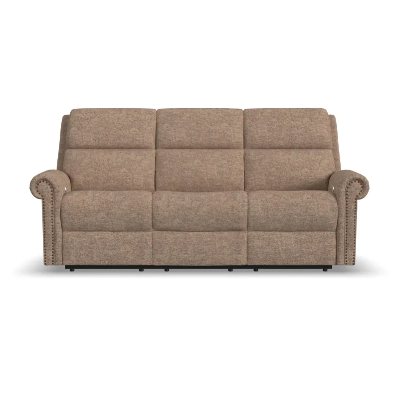 Power Reclining Sofa with Console, Power Headrest, & Lumbar
