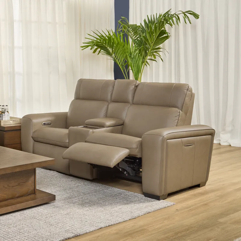 Power Reclining Loveseat with Console, Power Headrest, Lumbar & Pulse