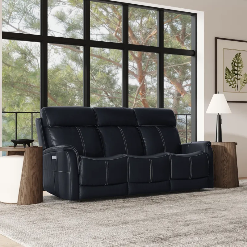 Power Reclining Sofa with Console, Power Headrests & Lumbar
