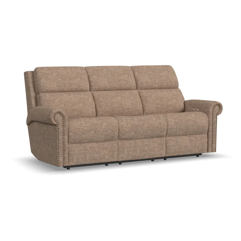 Power Reclining Sofa with Console, Power Headrest, & Lumbar