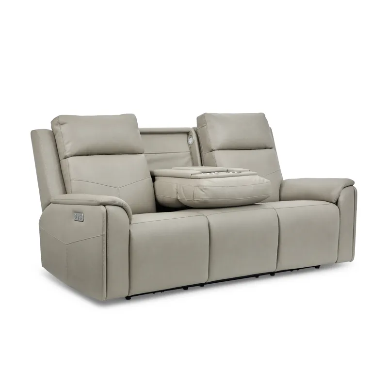 Power Reclining Sofa with Console, Power Headrest, Lumbar, Heat & Massage