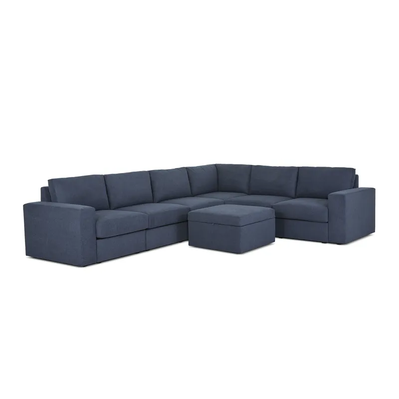 6-Seat Sectional with Wide Arm and Storage Ottoman