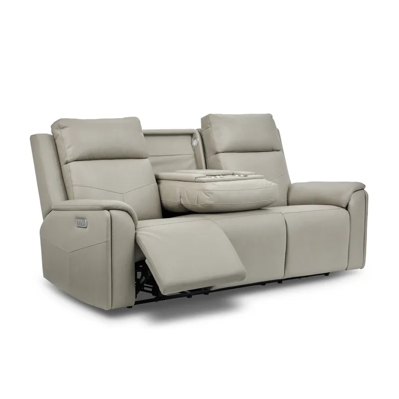 Power Reclining Sofa with Console, Power Headrest, Lumbar, Heat & Massage