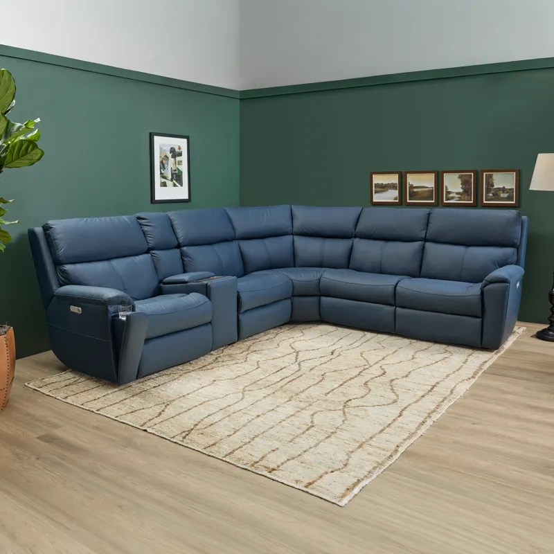 Power Reclining Leather Sectional with Power Headrest & Lumbar