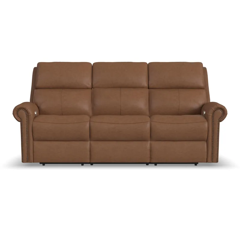 Power Reclining Sofa with Console, Power Headrests & Lumbar