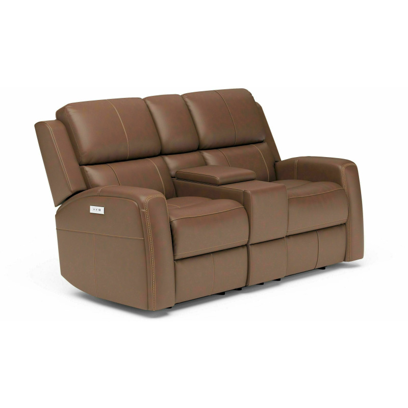 Linden Power Reclining Loveseat with Console and Power Headrests and