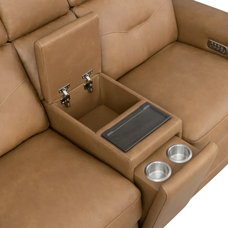 Power Reclining Loveseat with Console, Power Headrest, Lumbar, Heat & Massage