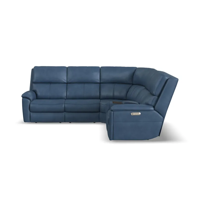 Power Reclining Leather Sectional with Power Headrest & Lumbar