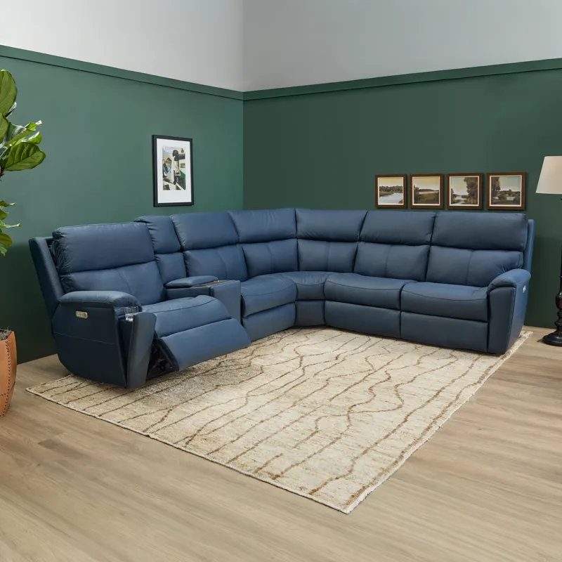 Power Reclining Leather Sectional with Power Headrest & Lumbar