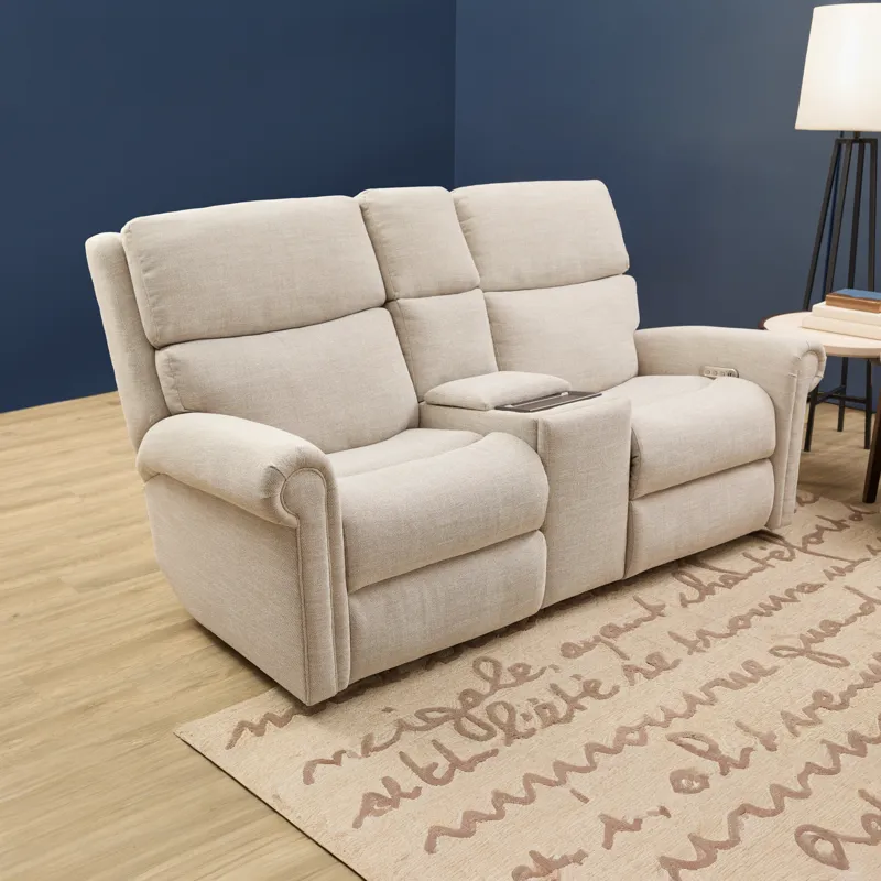 Power Reclining Loveseat with Console, Power Headrest, & Lumbar