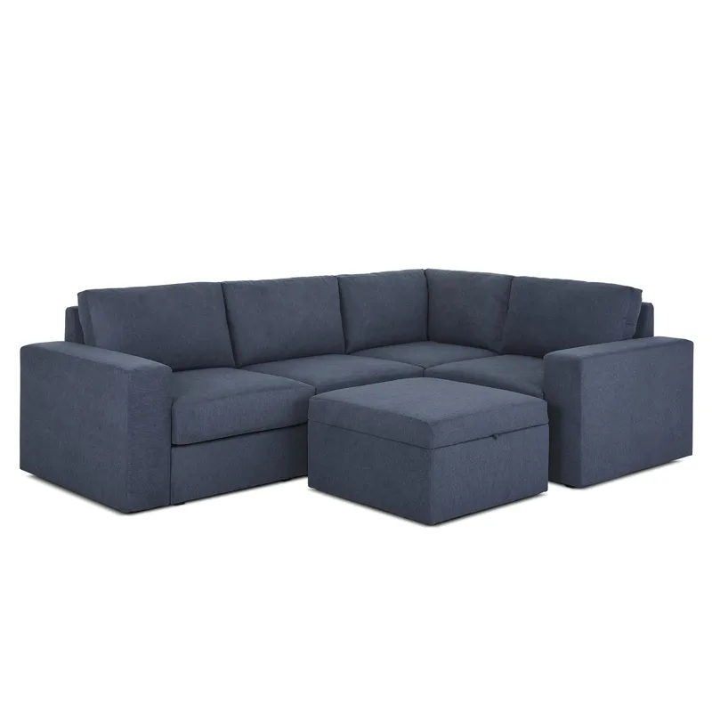 4-Seat Sectional with Wide Arm and Storage Ottoman