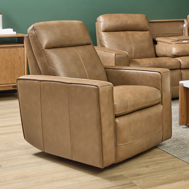 Power Swivel Gliding Recliner with Power Headrest, Lumbar, Heat & Massage