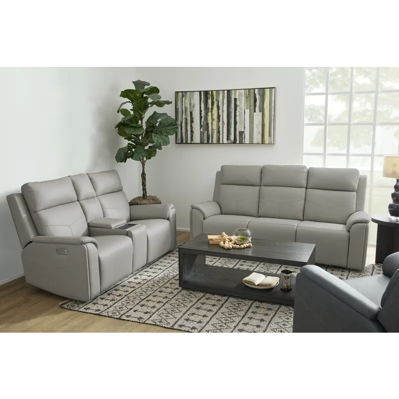Power Reclining Sofa with Console, Power Headrest, Lumbar, Heat & Massage
