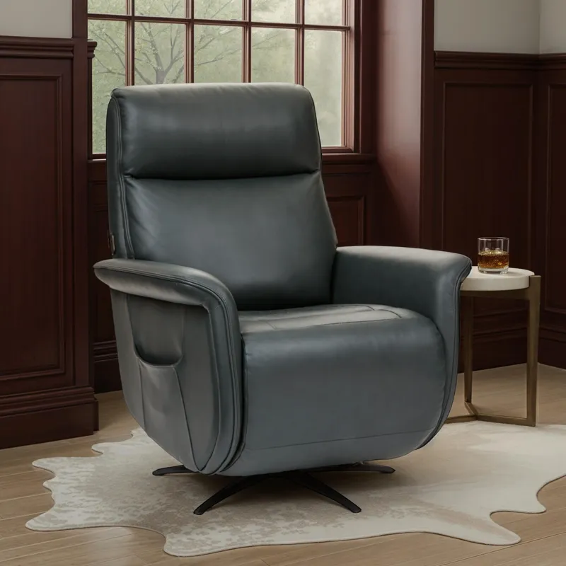 Power Swivel Recliner with Power Headrest, Lumbar, Heat, Massage & Ventilation