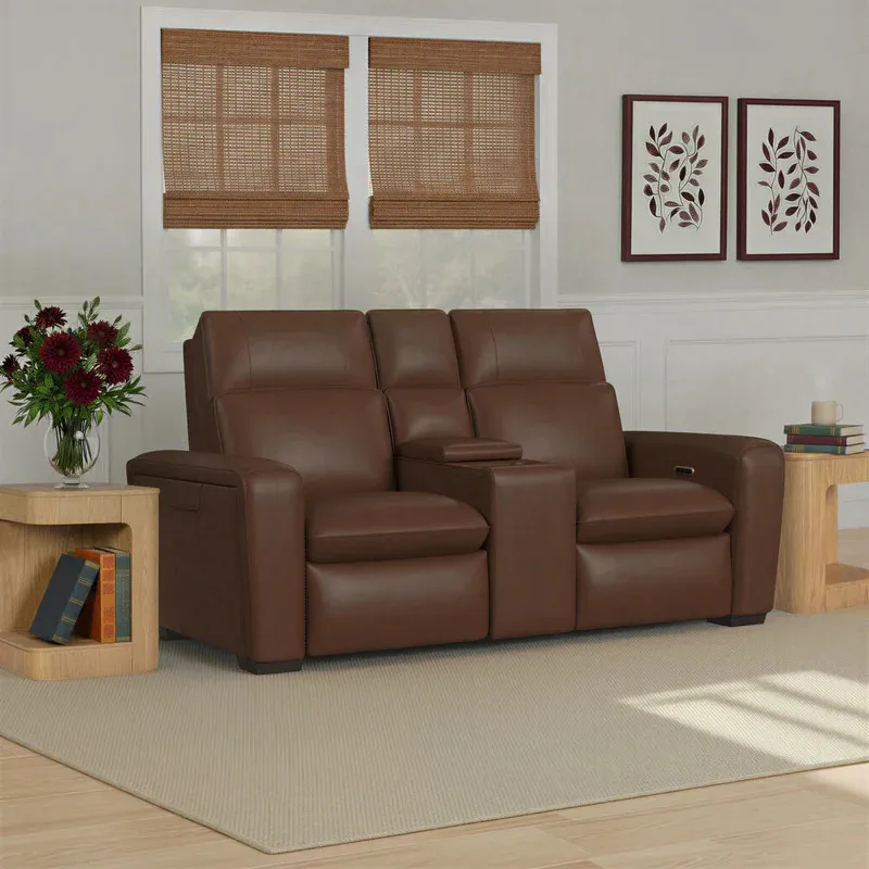 Sense Power Reclining Loveseat with Console, Power Headrest, Lumbar &amp; Pulse