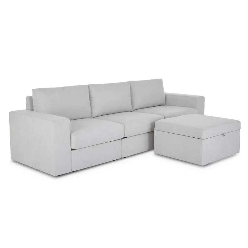 Sofa with Wide Arm and Storage Ottoman