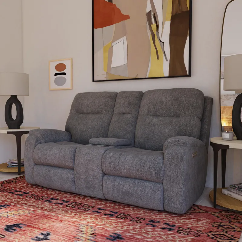 Power Reclining Loveseat with Console & Power Headrests & Lumbar