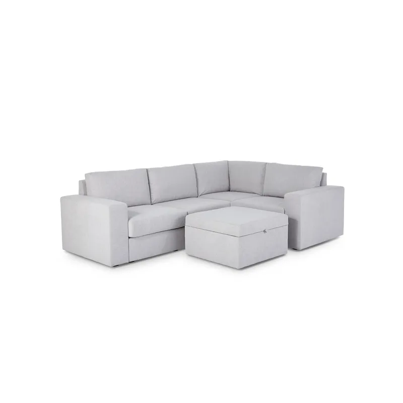 4-Seat Sectional with Wide Arm and Storage Ottoman