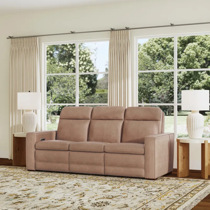 Power Reclining Sofa with Console, Power Headrest, & Lumbar