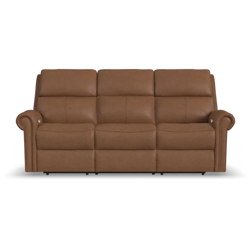 Power Reclining Sofa with Console, Power Headrests & Lumbar
